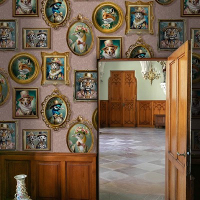 Papel de parede GALERIA VINTAGE ANIMAIS ROSA ANTIGO 13793