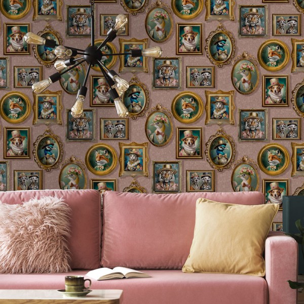 Papel pintado GALERIA VINTAGE ANIMALES ROSA ANTIGUO 13793
