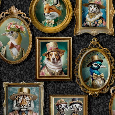 Papel de parede GALERIA VINTAGE ANIMAIS CHARCOAL 13790
