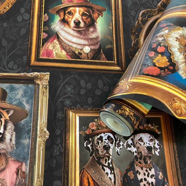 Papel de parede GALERIA VINTAGE ANIMAIS CHARCOAL 13790