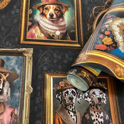 Papel pintado GALERIA VINTAGE ANIMALES CHARCOAL 13790