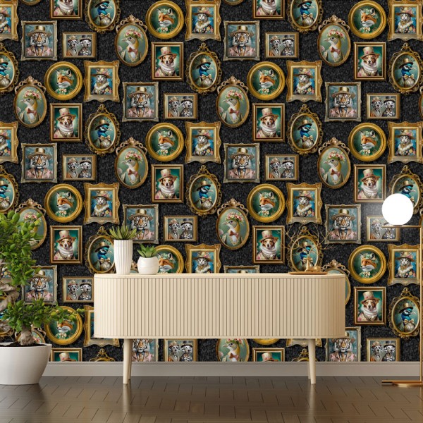 Papel de parede GALERIA VINTAGE ANIMAIS CHARCOAL 13790