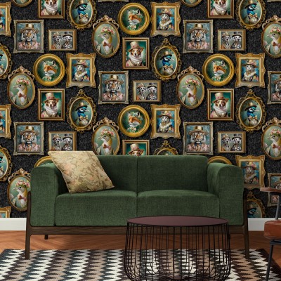 Papel de parede GALERIA VINTAGE ANIMAIS CHARCOAL 13790