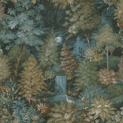 Papel de parede FLORESTA MÍSTICA MARROM E TURQUESA 14150