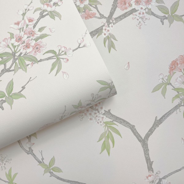 Papel de parede FLORES E RAMOS SAKURA VERMELHO COM CREME 14213