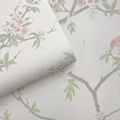 Papel de parede FLORES E RAMOS SAKURA VERMELHO COM CREME 14213