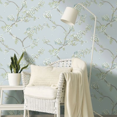 Paper pintat FLORS I BRANQUES SAKURA BLAU 14214
