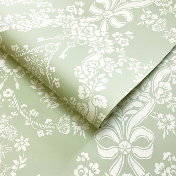 Papel de parede LAÇOS E DAMASCOS FLORAL VERDE 14170