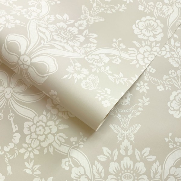Papel pintado LAZOS Y DAMASCO FLORAL TAUPE 14171
