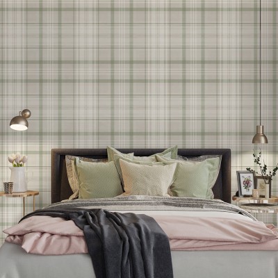 Papel pintado CUADROS ESCOCESES VERDE 14181 2