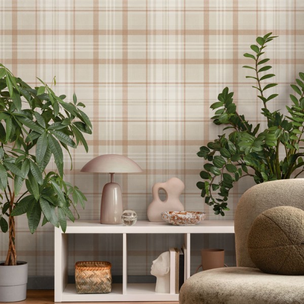 Papel de parede XADREZ ESCOCES LARANJA TERRACOTA 14182