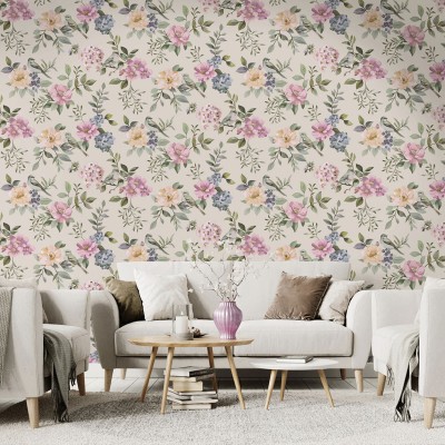 Paper pintat JARDÍ FLORAL AMB OCELLS MULTI 14192 2