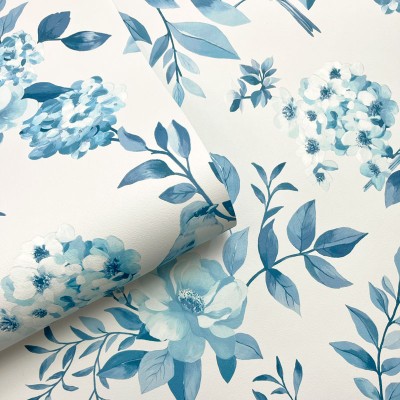 Paper pintat JARDÍ FLORAL AMB OCELLS BLAU 14193