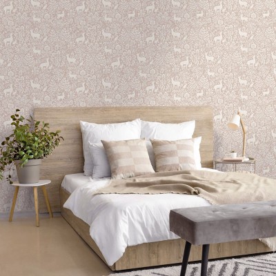 Papel pintado BOSQUE DE CIERVOS ROSA VINTAGE 14162 2