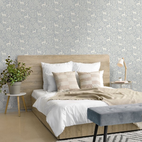 Papel de parede FLORESTA DE VEADOS AZUL 14163