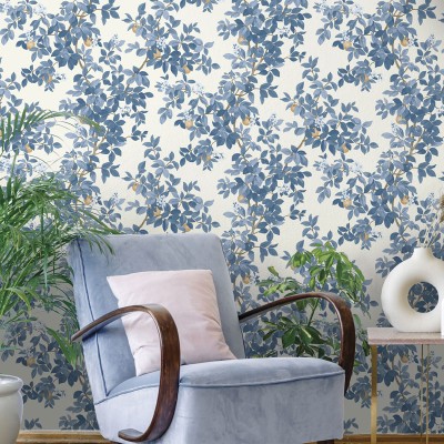 Papel pintado JARDÍN DE NARANJOS AZUL 14242 2