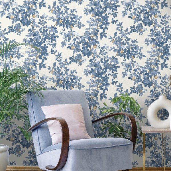 Papel de parede JARDIM DE LARANJEIRAS AZUL 14242