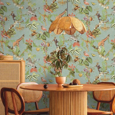 Papel de parede SAFARI FANTÁSTICO VERDE ÁGUA 14262