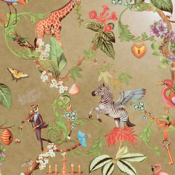 Papel de parede SAFARI FANTÁSTICO DOURADO 14263