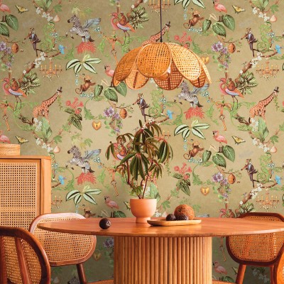 Papel pintado SAFARI FANTÁSTICO DORADO 14263
