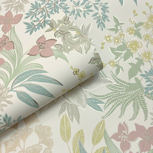 Paper pintat BOTÀNIC FLORAL BLAU, VERD I ROSA PASTEL 14221
