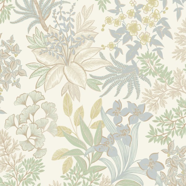 Papel de parede BOTÂNICO FLORAL AZUL E VERDE PASTEL 14222