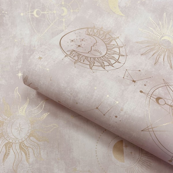 Papel de parede ASTRAL ROSA ANTIGO E DOURADO 14250