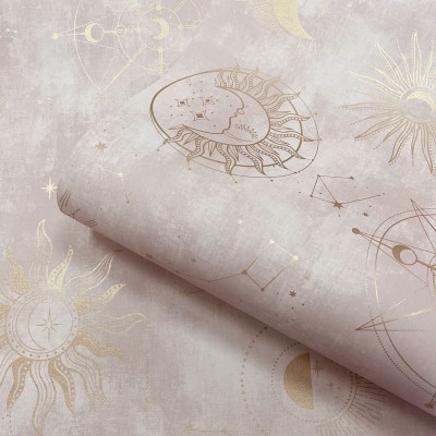 Papel de parede ASTRAL ROSA ANTIGO E DOURADO 14250