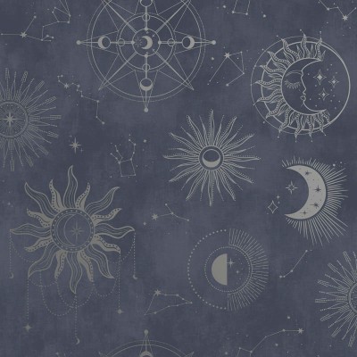 Papel de parede ASTRAL AZUL MARINHO E PRATEADO 14251