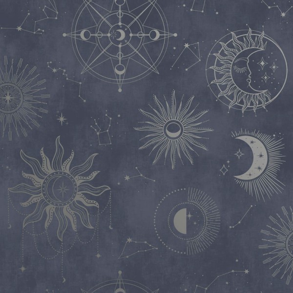 Papel pintado ASTRAL AZUL MARINO Y PLATEADO 14251