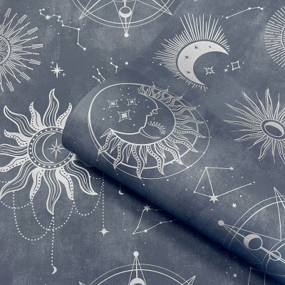 Papel de parede ASTRAL AZUL MARINHO E PRATEADO 14251