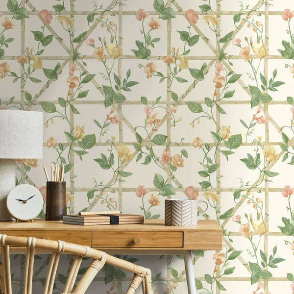 Paper pintat FLORS ENFILADISSES TARONJA I VERD 14200