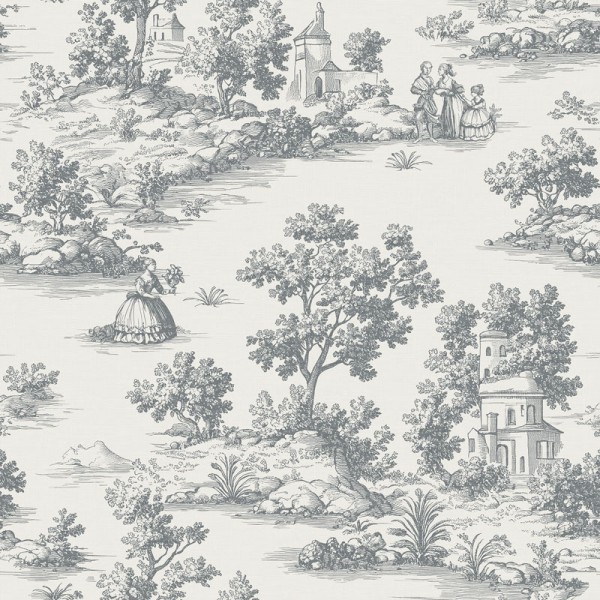 Papel de parede TOILE DE JOUY CINZA ESCURO 3858-6