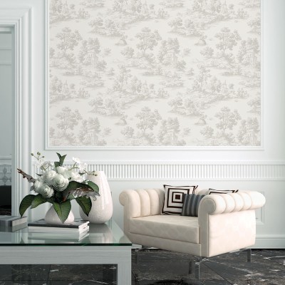 Papel de parede TOILE DE JOUY CINZA 3858-2 2