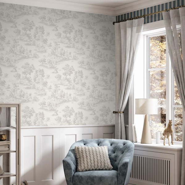 Papel pintado TOILE DE JOUY GRIS CLARO 3858-2
