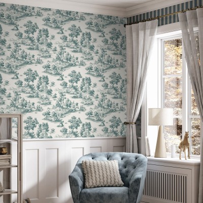 Papel de parede TOILE DE JOUY VERDE 3858-1