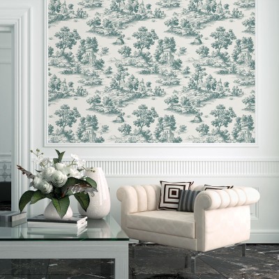 Papel de parede TOILE DE JOUY VERDE 3858-1