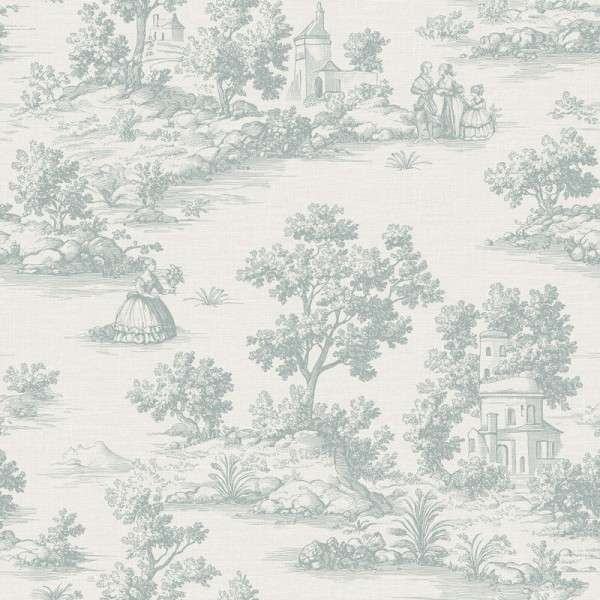 Papel pintado TOILE DE JOUY VERDE AGUA 3858-4