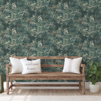 Papel de parede BOTÂNICO CLÁSSICO VERDE 3850-1