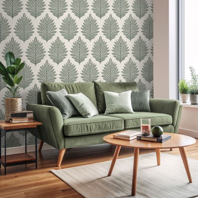 Papel de parede FOLHAS ÉTNICAS VERDES 3853-1 2