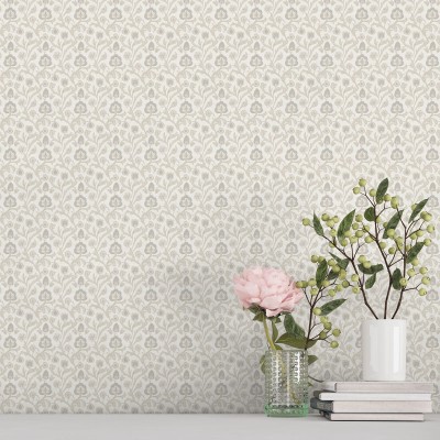 Papel de parede FLORAL CLÁSSICO BEGE E CINZA 3851-2