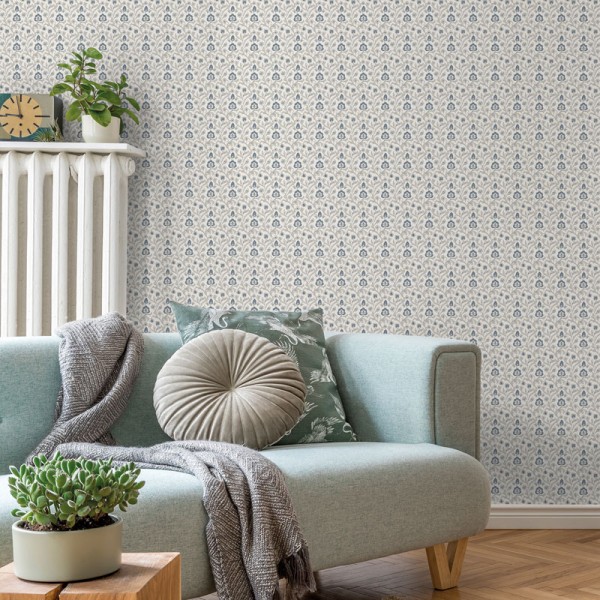 Papel pintado FLORAL CLÁSICO AZUL 3851-3