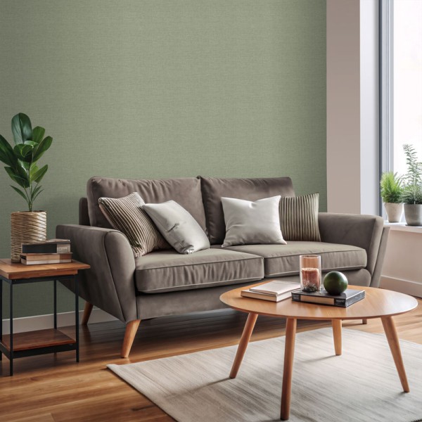 Papel de parede EFEITO LINHO VERDE 3860-1