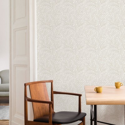 Papel de parede ESCANDINAVO FOLHAS CINZA E BEGE 3855-2