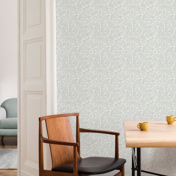 Papel de parede ESCANDINAVO FOLHAS AZUIS CLARO 3855-4