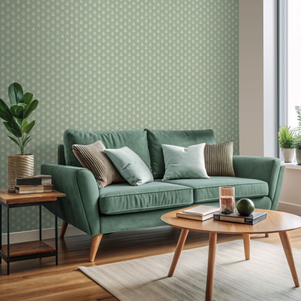 Papel de parede DAMASCO FLORAL MINI VERDE 3859-1