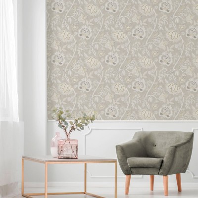 Papel pintado FLORAL ÉTNICO BEIGE GRISÁCEO 3852-5