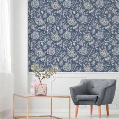 Papel pintado FLORAL ÉTNICO AZUL MARINO 3852-3