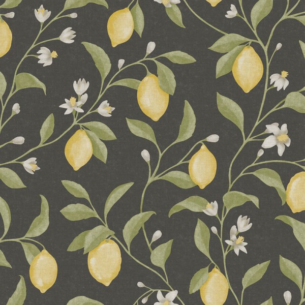 Paper pintat JARDÍ DE LLIMONES FONS NEGRE GRAFIT 3854-5