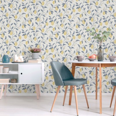 Papel de parede JARDIM DE LIMÕES AZUL MARINHO 3854-3 2